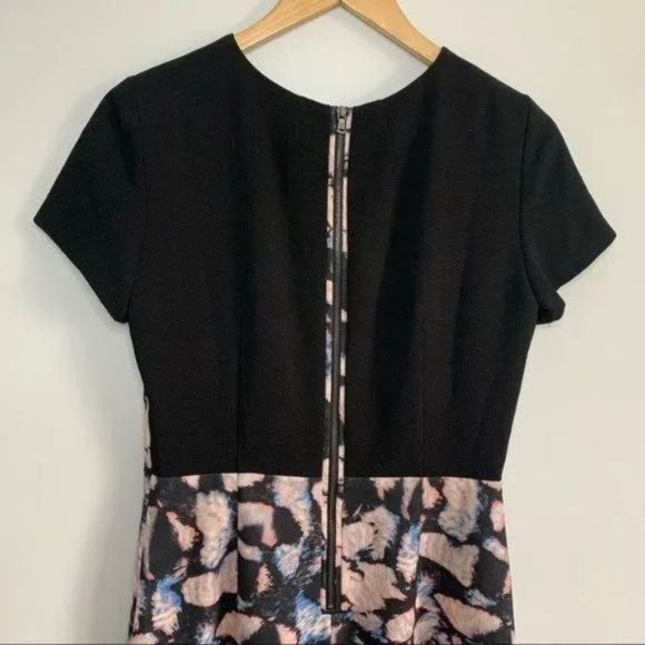 Club Monaco dress casual abstract print black multi color shirt sleeves size 6 - Picture 9 of 11